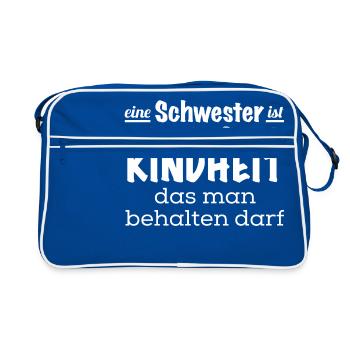 Eine Schwester ist ein Stück Kindheit - für immer - Retro Tasche - Blau/Weiß - Vorne