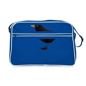 Blackbird Thrush Star Bird Gift Idea - Retro Bag - blue/white - Front