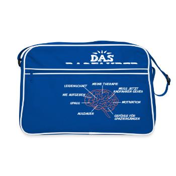 Fahrradfahrer Gehirn Rad Fahrrad Mtb Mountainbike - Retro Tasche - Blau/Weiß - Vorne