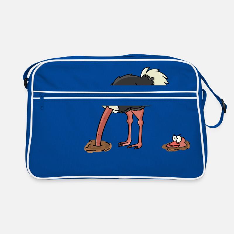 Vogelstrauß Vogel Strauß - Retro Tasche - Blau/Weiß