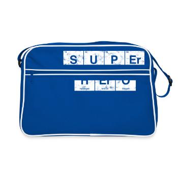 Nerdiger Superheld! Periodensystem der Elemente - Retro Tasche - Blau/Weiß - Vorne