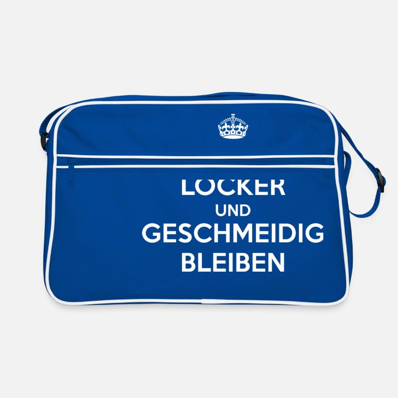 Immer locker und geschmeidig bleiben / Keep calm - Retro Tasche - Blau/Weiß