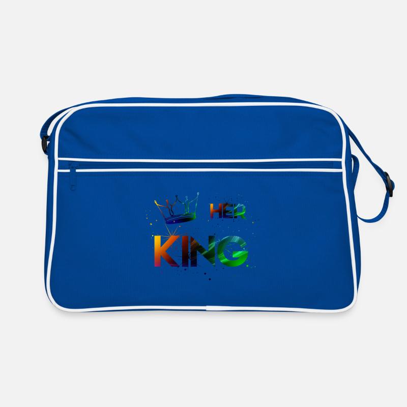 Her King - Retro Tasche - Blau/Weiß
