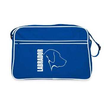 LABRADOR Profil Labbi Hund Hunde Wilsigns - Retro Tasche - Blau/Weiß - Vorne