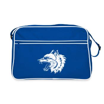 Illustration de loup - Sac Retro - bleu/blanc - Devant