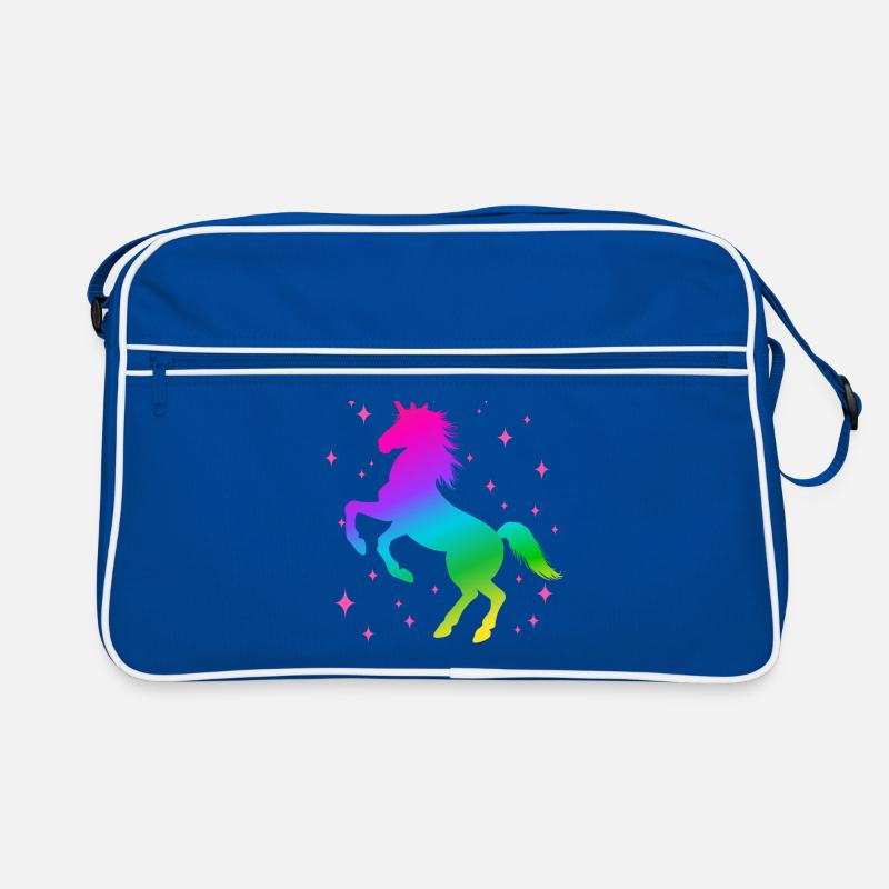 Einhorn Sterne - Retro Tasche - Blau/Weiß