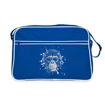 Affe Schimpanse - Retro Tasche - Blau/Weiß - Vorne