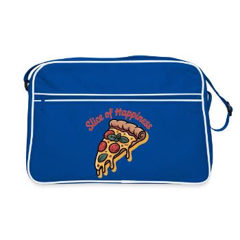 Slice of Happiness - Pizza - Retro Tasche - Blau/Weiß - Vorne
