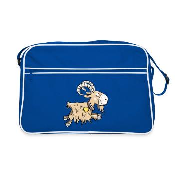 Chèvre sautante I Bélier I Bouc cadeau - Sac Retro - bleu/blanc - Devant
