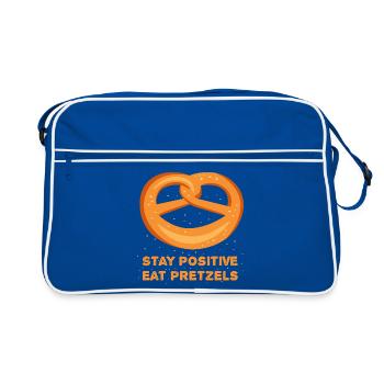 Restez positif, mangez des bretzels! bretzel positif disant - Sac Retro - bleu/blanc - Devant
