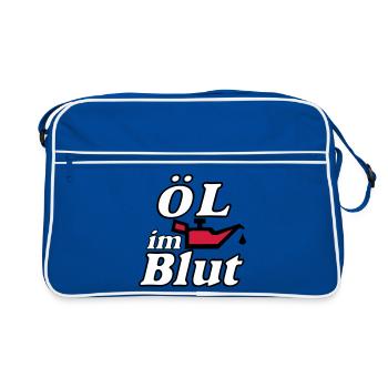 Auto Tuning Schrauber Kult Shirt, Öl im Blut (25) - Retro Tasche - Blau/Weiß - Vorne