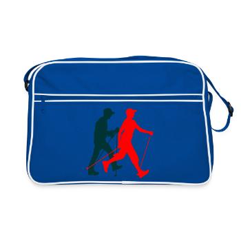 Nordicwalking walkers silhouette colorful figures - Retro Bag - blue/white - Front