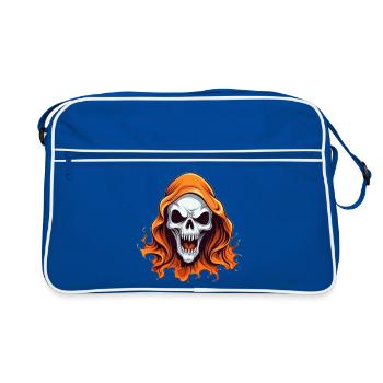 Crâne aux cheveux flamboyants - Sac Retro - bleu/blanc - Devant
