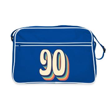 Vintage Retro T-Shirt Nummer 90 Ninety - Retro Tasche - Blau/Weiß - Vorne