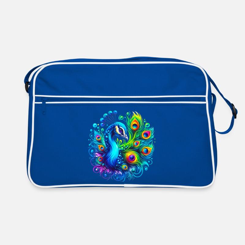 Pfau - Retro Tasche - Blau/Weiß