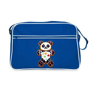 Panda en pain d’épice – Panda festif pour Noël - Sac Retro - bleu/blanc - Devant