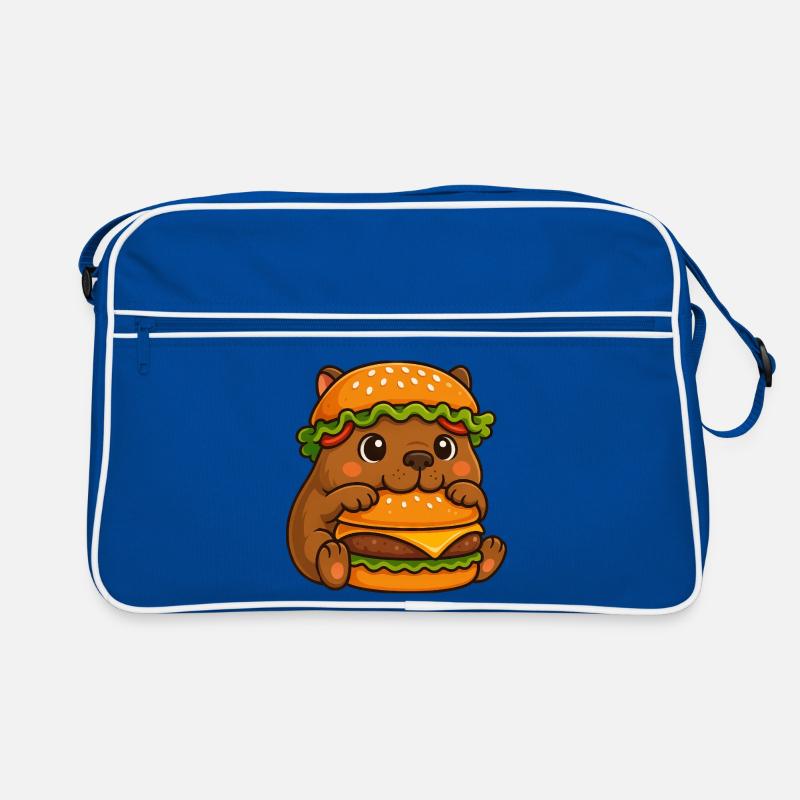 Süßes Capybara Wasserschwein mit Cheeseburger Fast Retro Tasche