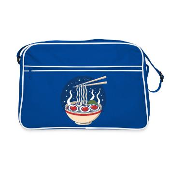 Kawaii Ramen Bowl Nudelnahrung Japanisches Essen - Retro Tasche - Blau/Weiß - Vorne