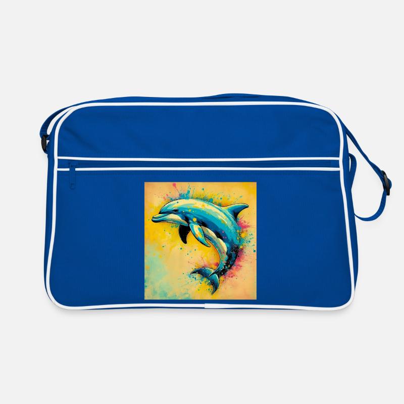 Delfin - Retro Tasche - Blau/Weiß