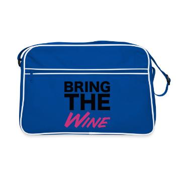 Texte d’amateur de vin joyeux pour les vêtements - Sac Retro - bleu/blanc - Devant