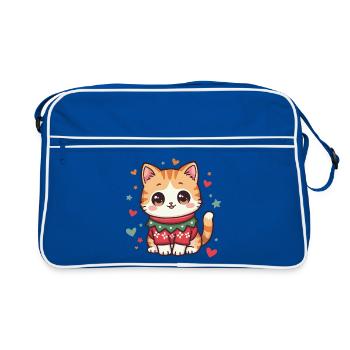 Chat de Noël - Sac Retro - bleu/blanc - Devant