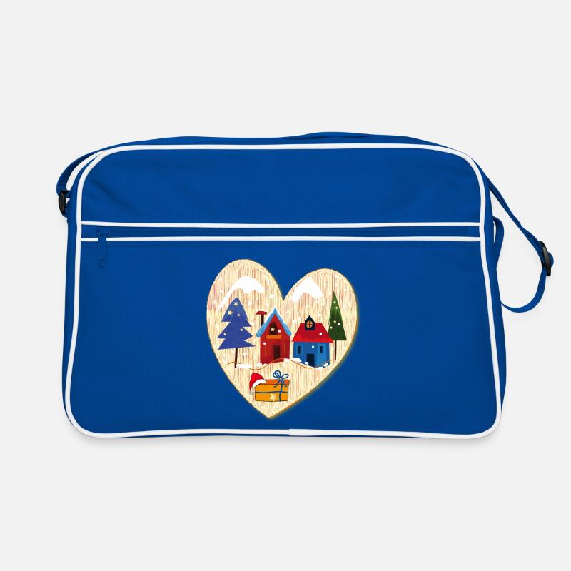 Winterdorf mit Häusern Retro Tasche