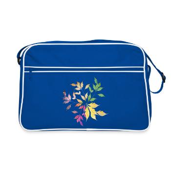 Delicately Shimmering Leaf Arrangement – Nature Art - Retro Bag - blue/white - Front
