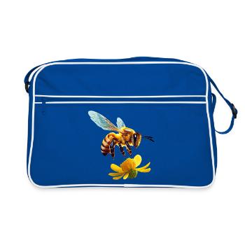 Honigbiene - Retro Tasche - Blau/Weiß - Vorne