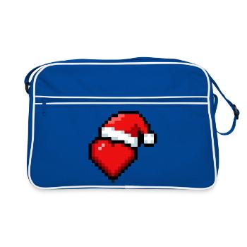 chapeau de Noël en forme de cœur pixel art, style gamer 8-bit - Sac Retro - bleu/blanc - Devant
