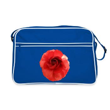 Red Rose Flower Print Large - Retro Bag - blue/white - Front