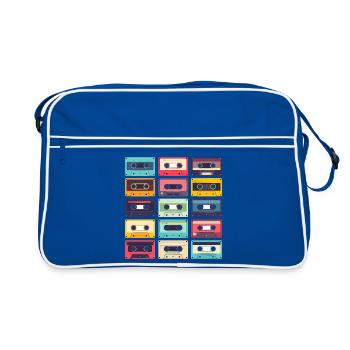 Cassettes Pop Art Pattern - Retro Bag - blue/white - Front