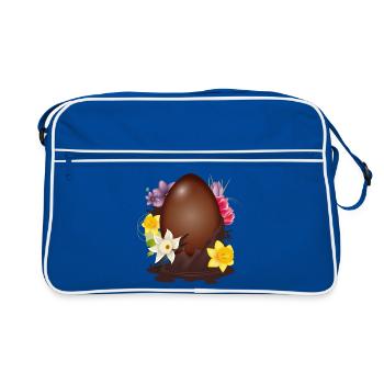 Œuf de Pâques en chocolat avec fleurs et vanille - Sac Retro - bleu/blanc - Devant