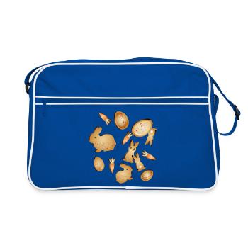 Osterplätzchen Keks Motive Set mit Hase & Ei  - Retro Tasche - Blau/Weiß - Vorne
