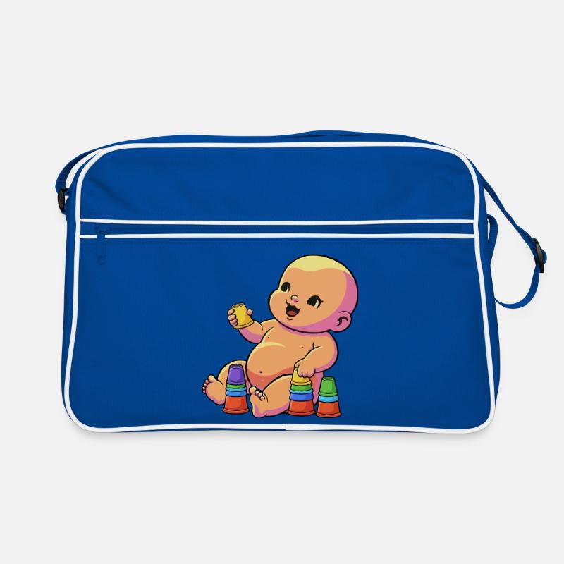 Buntes Baby mit Bechern Retro Tasche