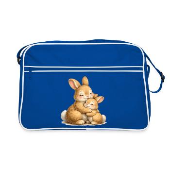 Deux lapins dans une étreinte affectueuse - Sac Retro - bleu/blanc - Devant