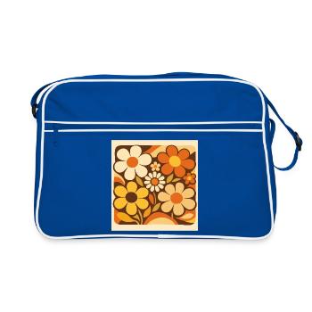 Fleurs rétro dans des tons de jaune - Sac Retro - bleu/blanc - Devant