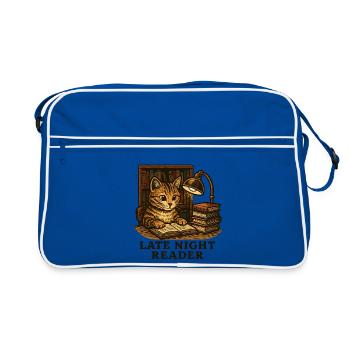 Night Reading: Cat at the Reading Table - Retro Bag - blue/white - Front
