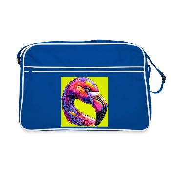 Flamingo - Retro Tasche - Blau/Weiß - Vorne