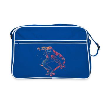 Skateboarder Comic-Stil - Retro Tasche - Blau/Weiß - Vorne