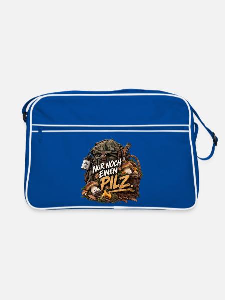 Nur noch einen Pilz - Retro Tasche - Blau/Weiß
