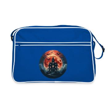 Der Nachthof und der Blutmond - Retro Tasche - Blau/Weiß - Vorne