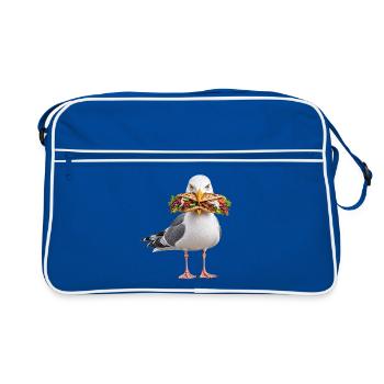 Silbermoewe-mit-Doener Möwe - Retro Tasche - Blau/Weiß - Vorne