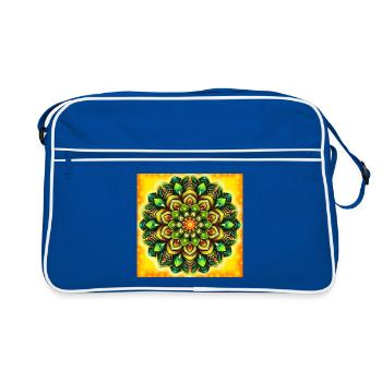 Glowing Mandala Flower Pattern - Retro Bag - blue/white - Front