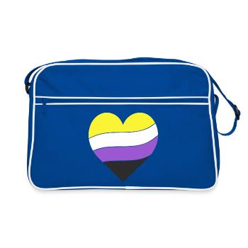 Nichtbinär Herz | Pride - Retro Tasche - Blau/Weiß - Vorne
