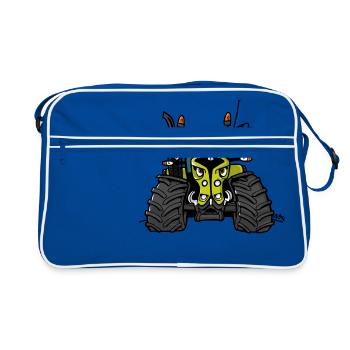 0300 light green tractor - Retro Bag - blue/white - Front