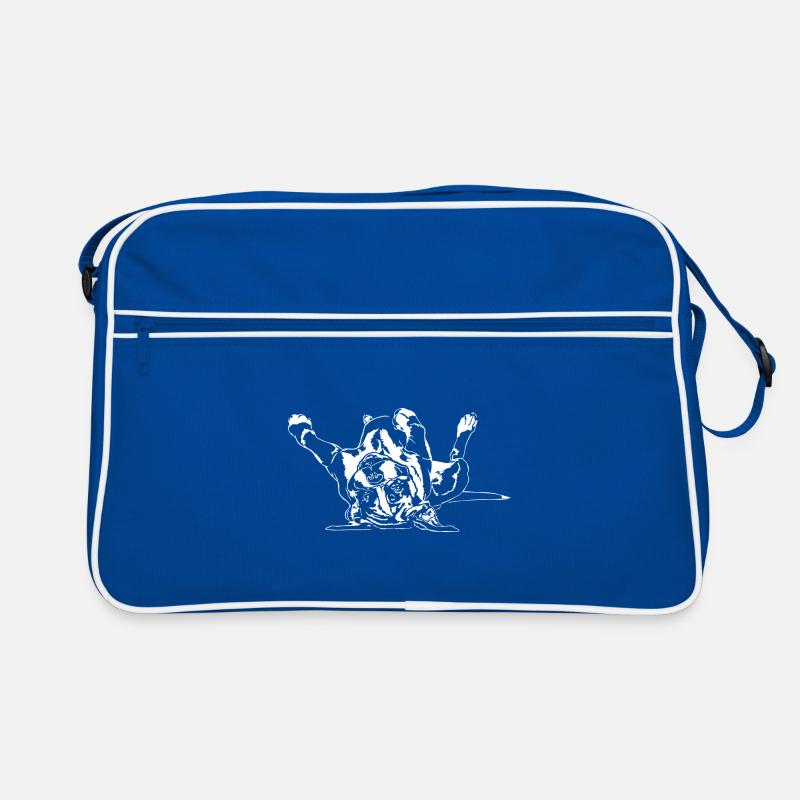 Lustiger BOXER Hund Hunde Wilsigns - Retro Tasche - Blau/Weiß
