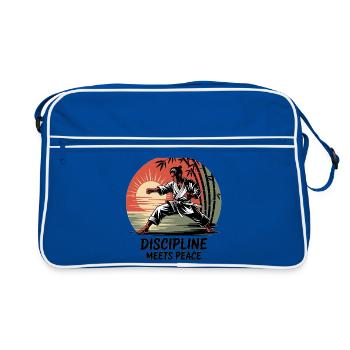 Discipline Meets Peace - Retro Tasche - Blau/Weiß - Vorne
