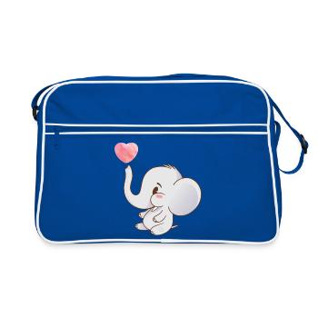 Heart Thrower Elephant Motifs - Retro Bag - blue/white - Front