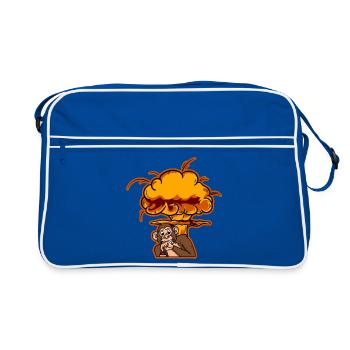 Monkey On The Button - Retro Tasche - Blau/Weiß - Vorne