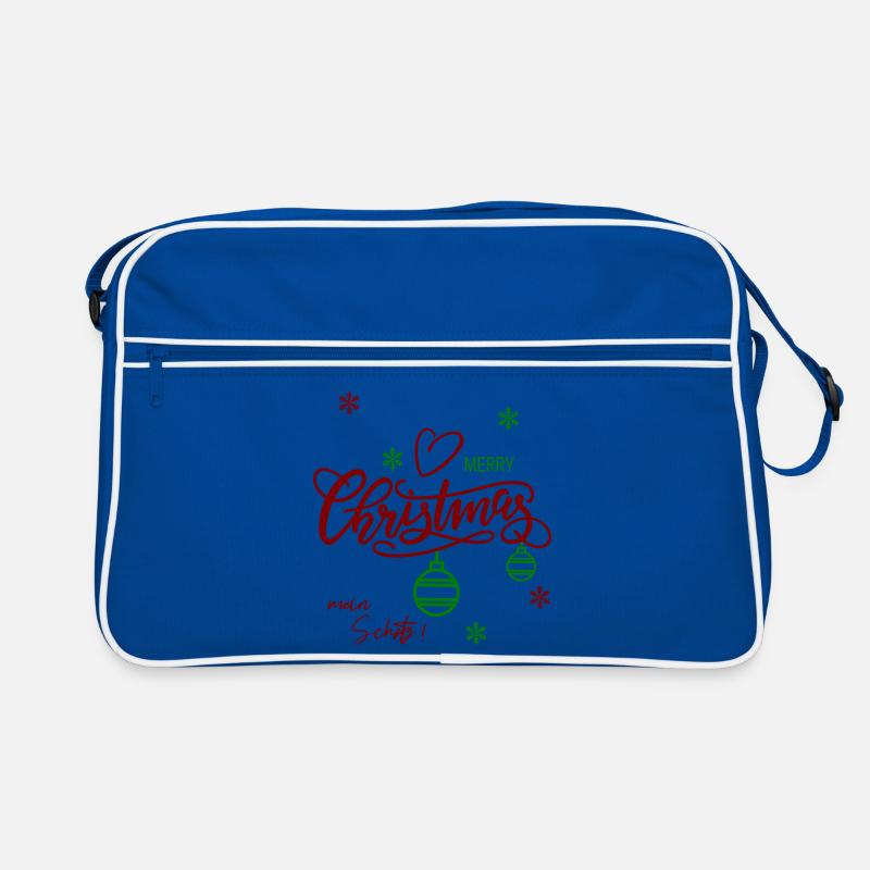 Merry Christmas  - Retro Tasche - Blau/Weiß